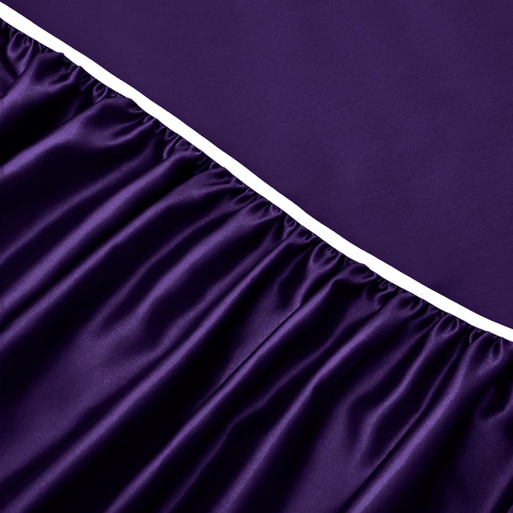 Horbaunal 6 Piece Satin Sheet Set Queen Size Luxury Silky & Soft Purple Satin Queen Bed Sheet Set with 16" Deep Pocket, 1 Fitted Sheet, 1 F…