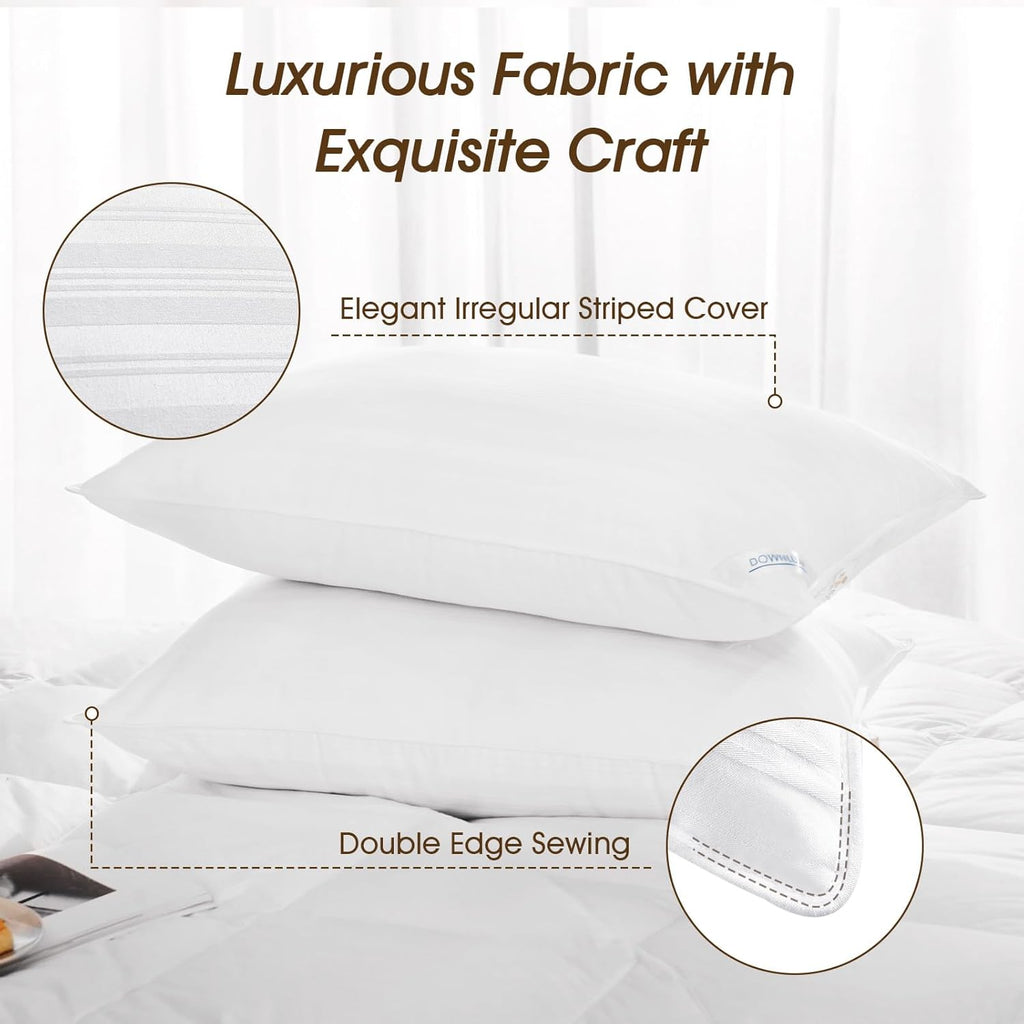 Downluxe Standard Size Pillows Set of 4 – Down Alternative Bed Pillows for Back, Side & Stomach Sleepers, White 4 pack White