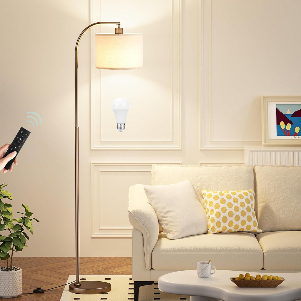 Ambimall Arc Floor Lamp with Remote and Stepless Dimmable Bulb, Colors Temperature & Brightness Adjustable, Floor Lamps for Living Room(Dee…