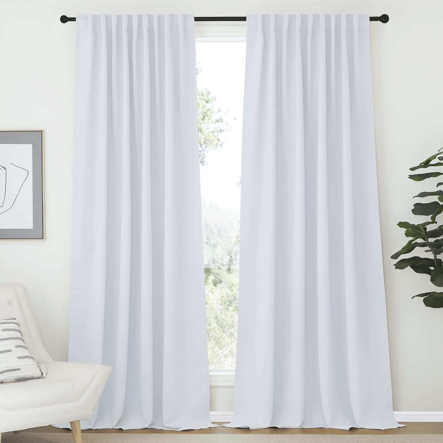 Nicetown Living Room Darkening Curtain Drapes - (Cloud Grey Color) W70 x L108, Set of 2, Room Darkening Window Treatment Drapery Panels Grey