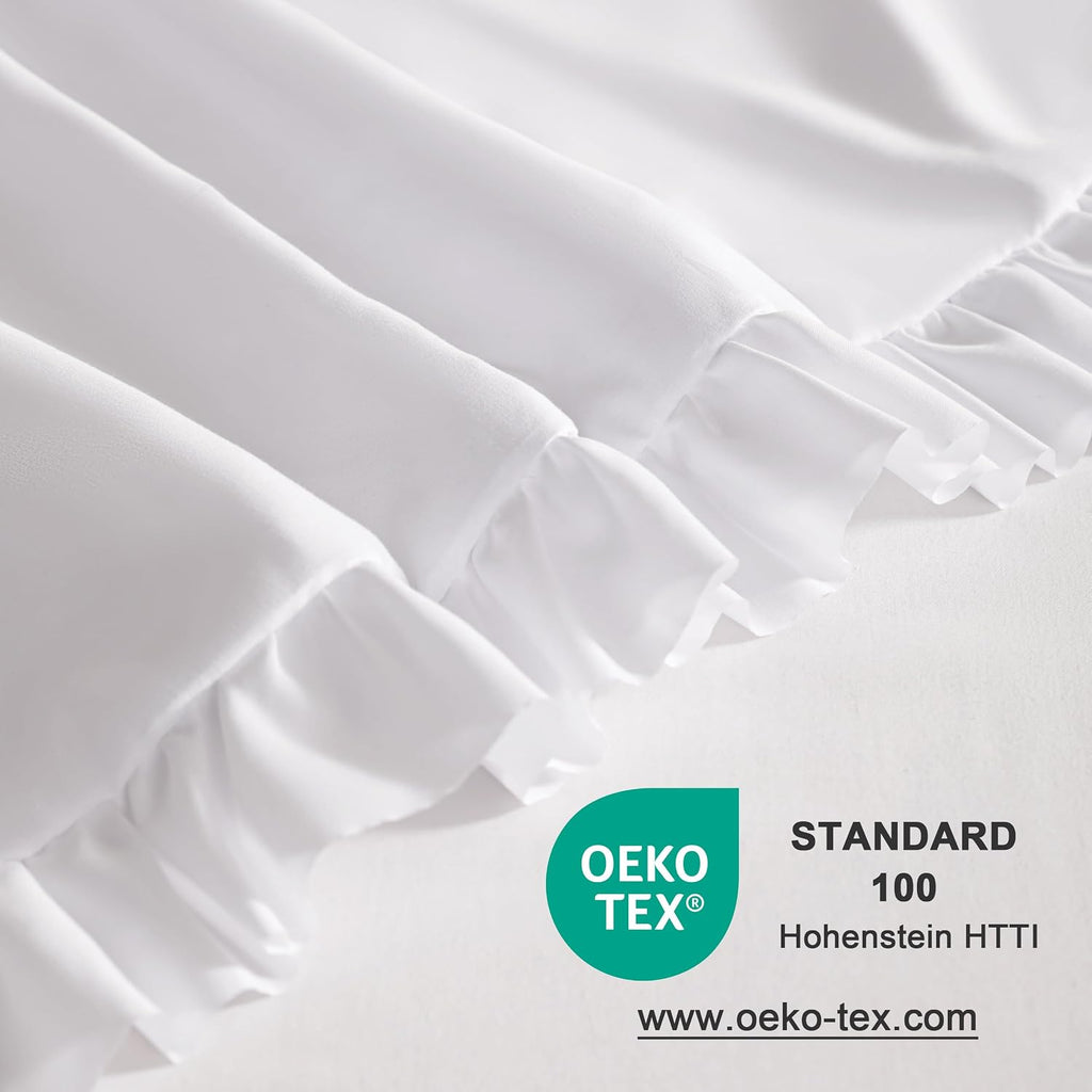 Aerlomi Ruffled Pillowcases, Queen Pillow Shams 20x30 Set of 2, Brushed Microfiber with Envelope Closure, Soft Wrinkle-Resistant, Wh…
