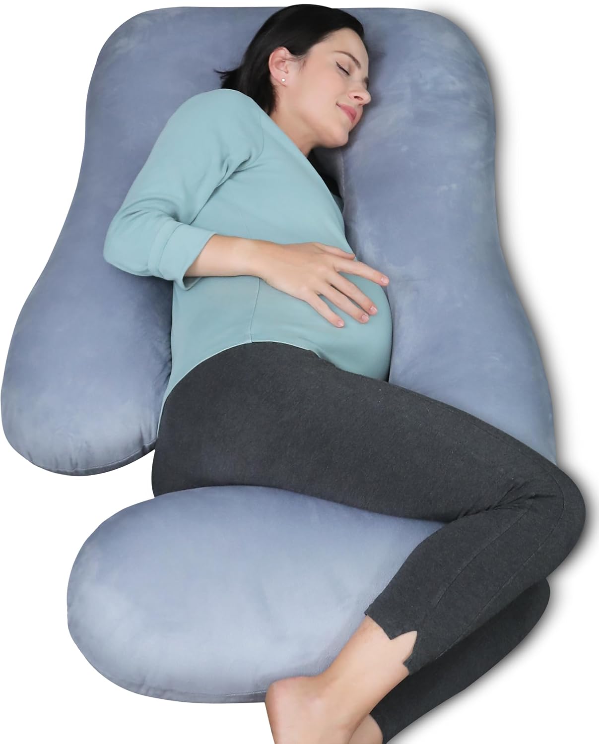 Moonpark MOON PARK Pregnancy Pillows for Sleeping - Non Compressed Packaging, U Shaped Full Body Maternity Pillow with Removable Cover - Su…