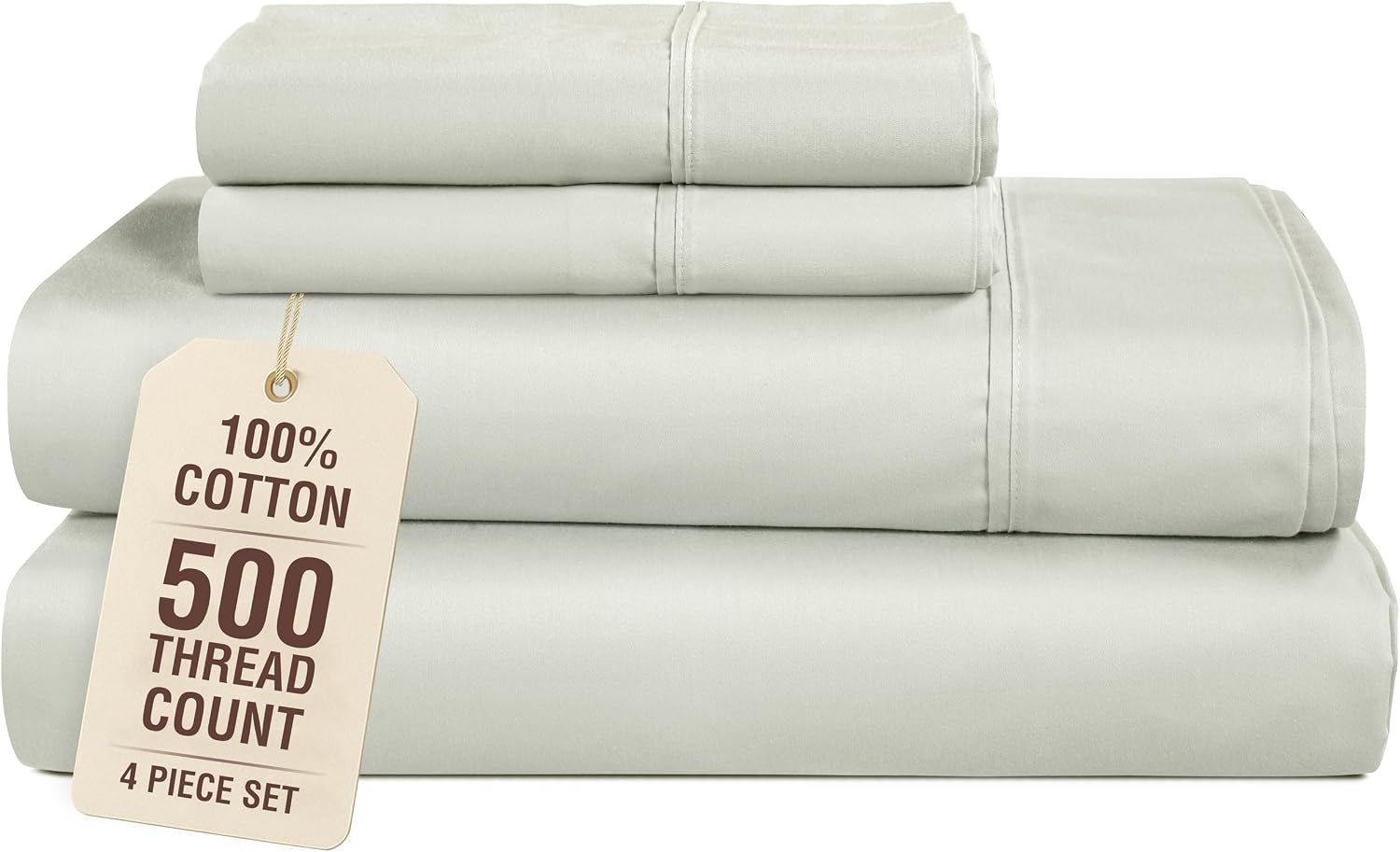 Casa Platino 4 Piece Twin Sheets Set, 100% Cotton with 500 Thread Count Silky Sateen Finish, Soft and Smooth Sheets Twin Size Bed Set, 15…