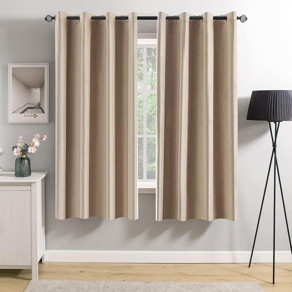 MIULEE 2 Panels Blackout Velvet Curtains Solid Soft Grommet Camel Beige Curtains Thermal Insulated Soundproof Room Darkening…