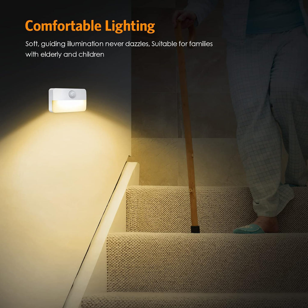 Jxtz 【2 Pack】Motion Sensor Night Light, Stick-On Motion Sensor Lights Indoor, Battery Powered Under Cabinet Kitchen Lights with Adhesive Pa…