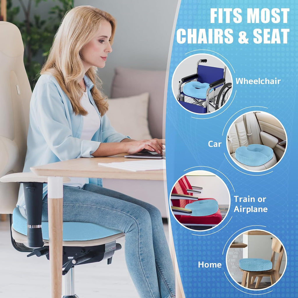 BlissTrends Donut Pillow Seat Cushion, Chair Cushions for Postpartum Pregnancy & Hemorrhoids, Tailbone Cushion, Memory Foam Lifting Cushion…