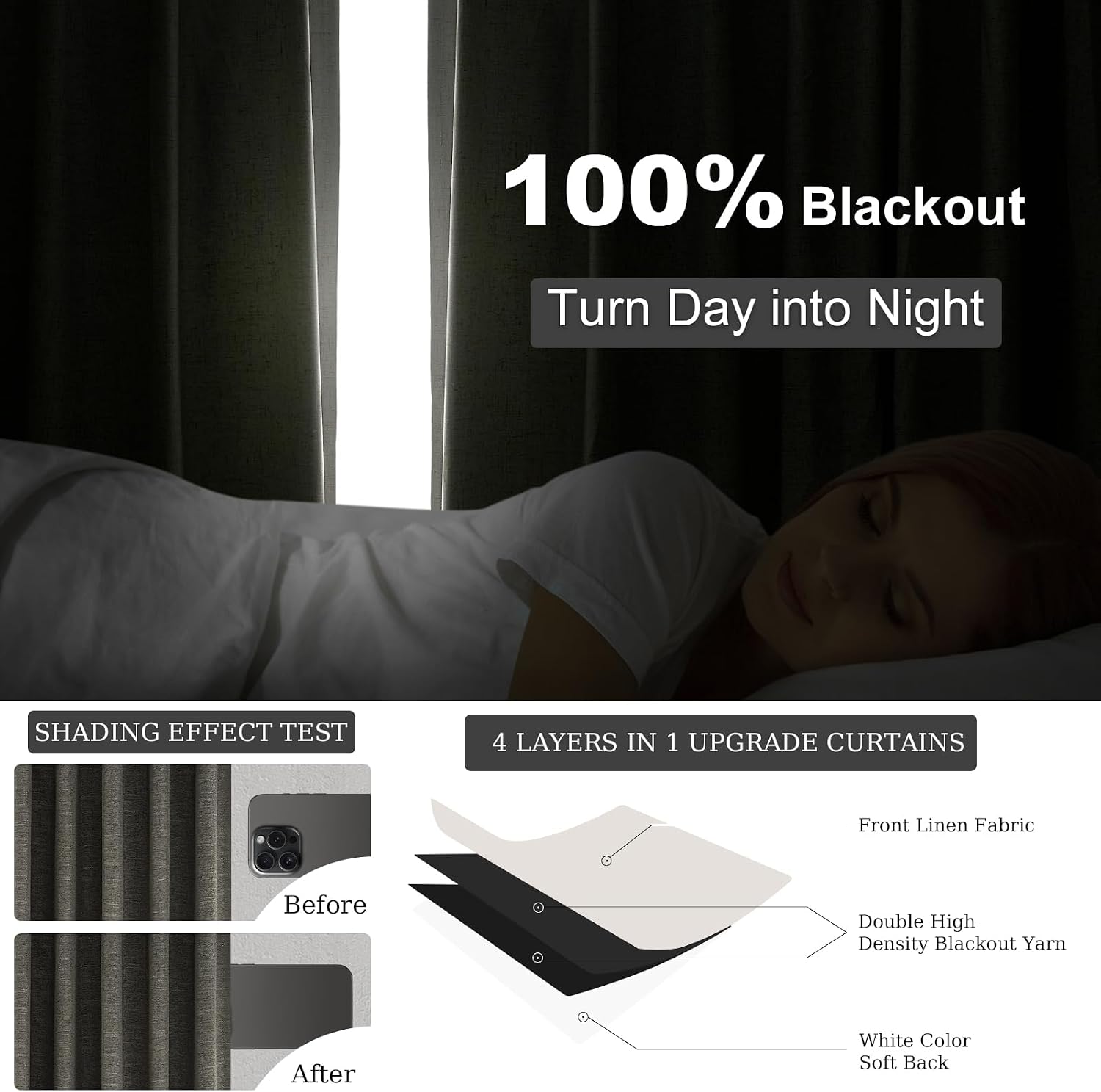 Topfinel 94 Inch Long Gray Blackout Curtains for Bedroom 2 Panels Set Modern Linen Blend Texture Back Tab Pleated Floor to Ceiling Thermal…