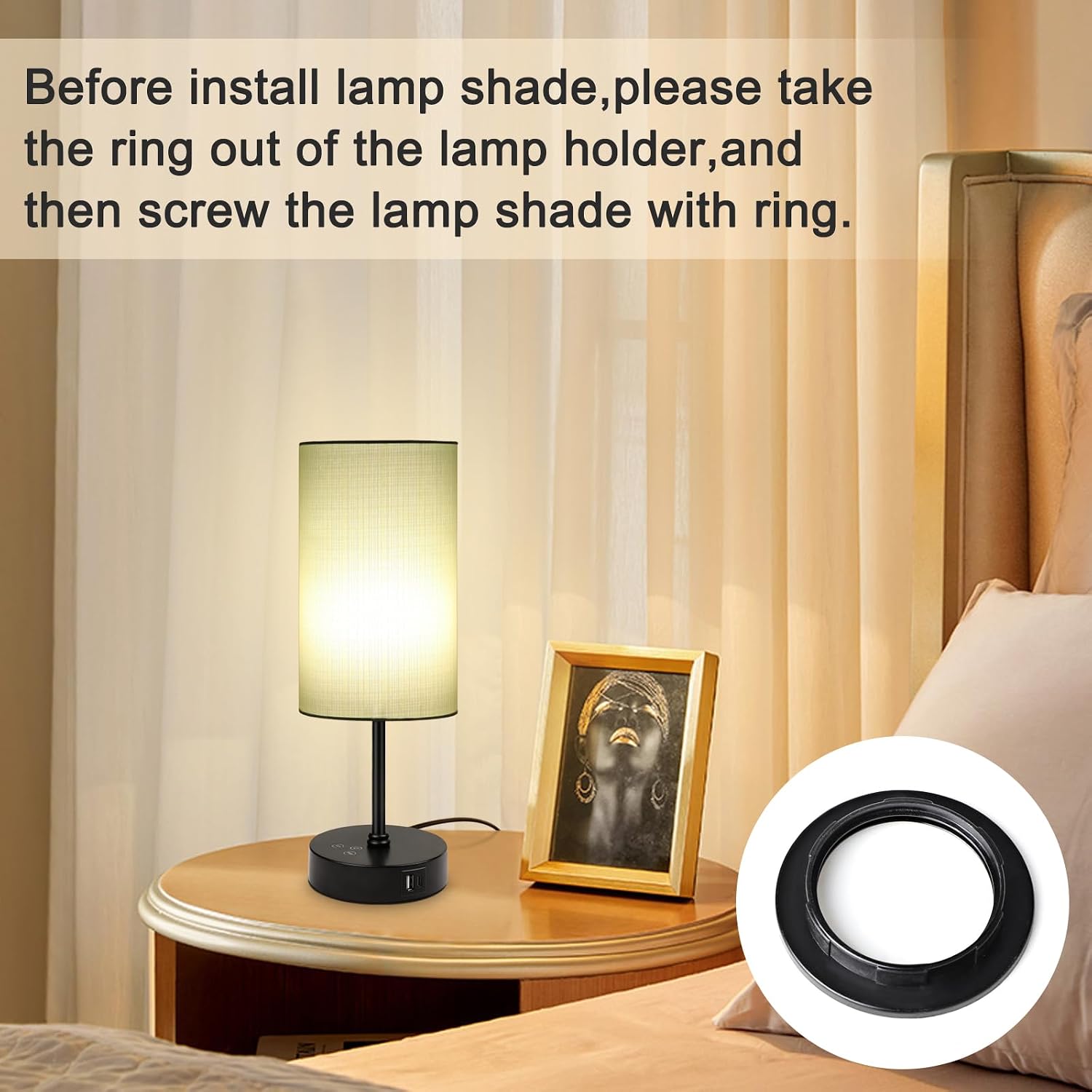 Unicozin Table Lamp for Bedroom, 3 Color Temperatures, 7 RGB Colors, Adjustable Brightness, Dual USB Charging Ports, Ambience Nightstand…