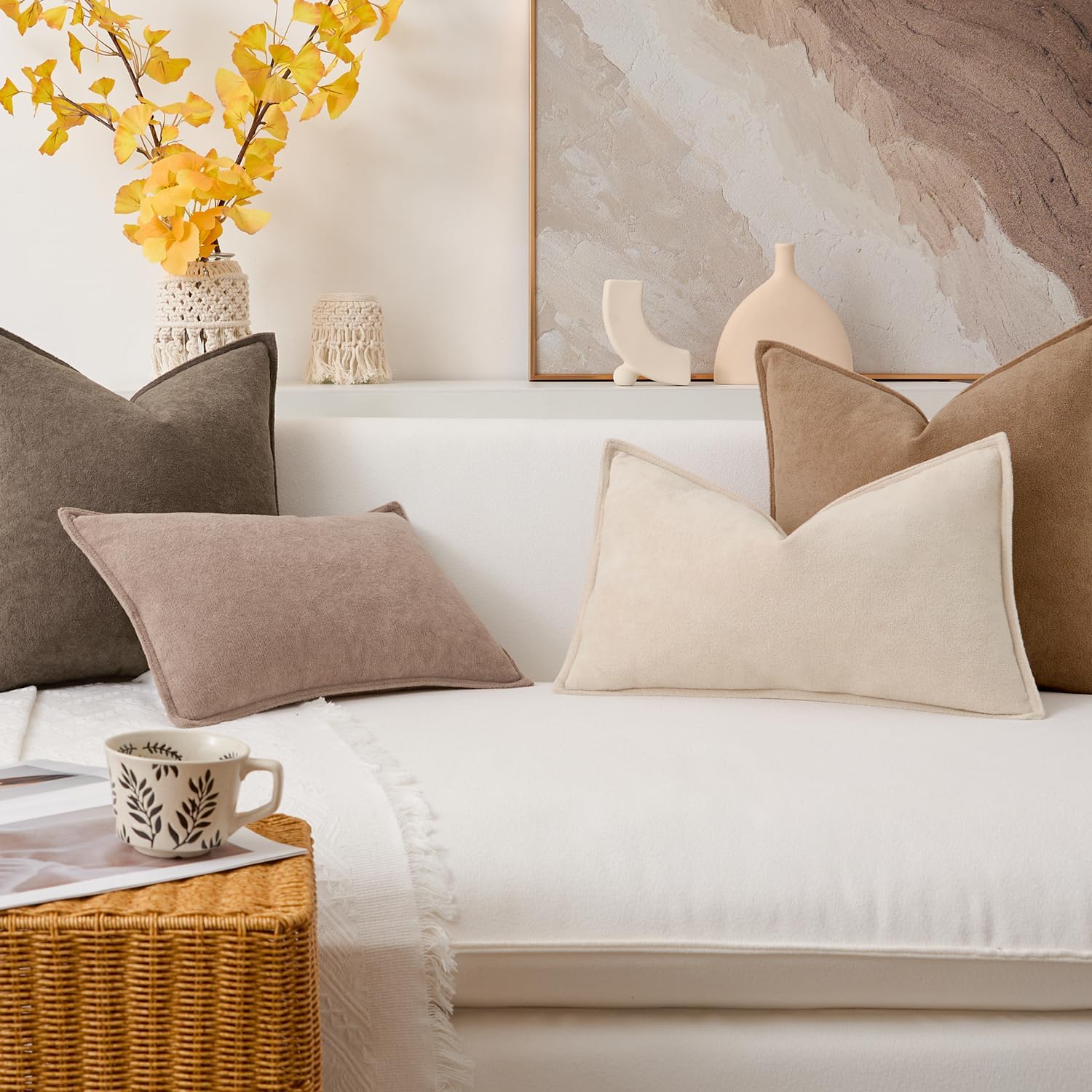 KevinTextile Kevin Textile 12x24 Inch Lumbar Pillow Cover 1 Pack Soft Boucle Textured Decorative Waterproof Rectangle Cushion Elegant Accen…