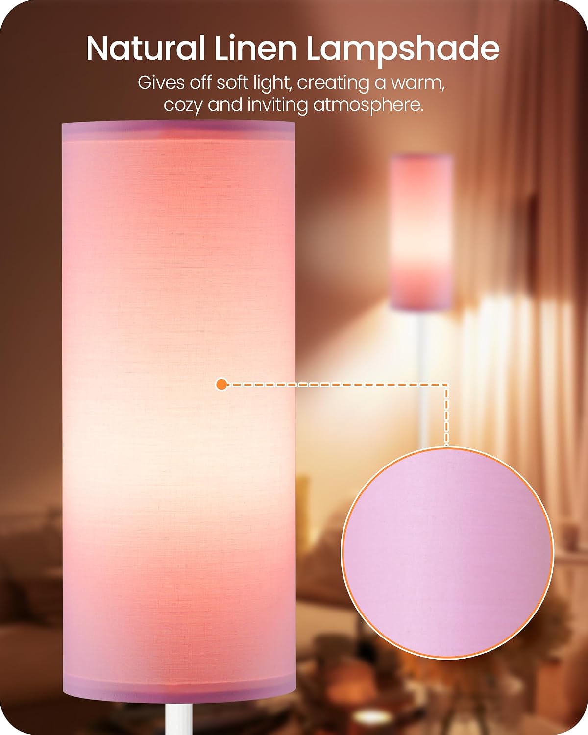 Dimmable Floor Lamps for Living Room with Remote and Foot Switch, 64.4” Modern Standing Tall Lamp, Corner Lamp for Bedroom, Bulb…