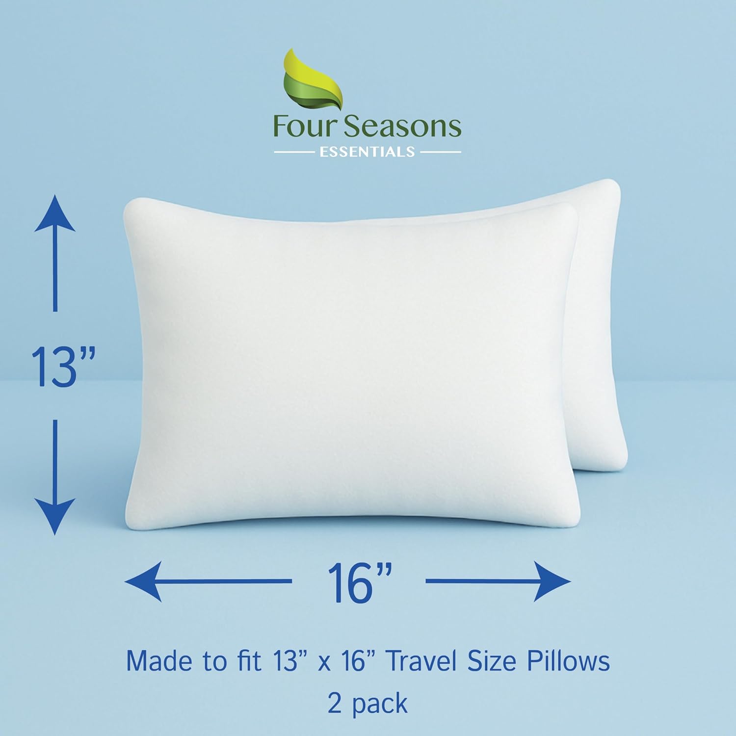 Travel Size Pillow Protectors (Set of 2) - 13x16 Pillow Covers Waterproof Hypoallergenic Dust Proof Zippered Encasement