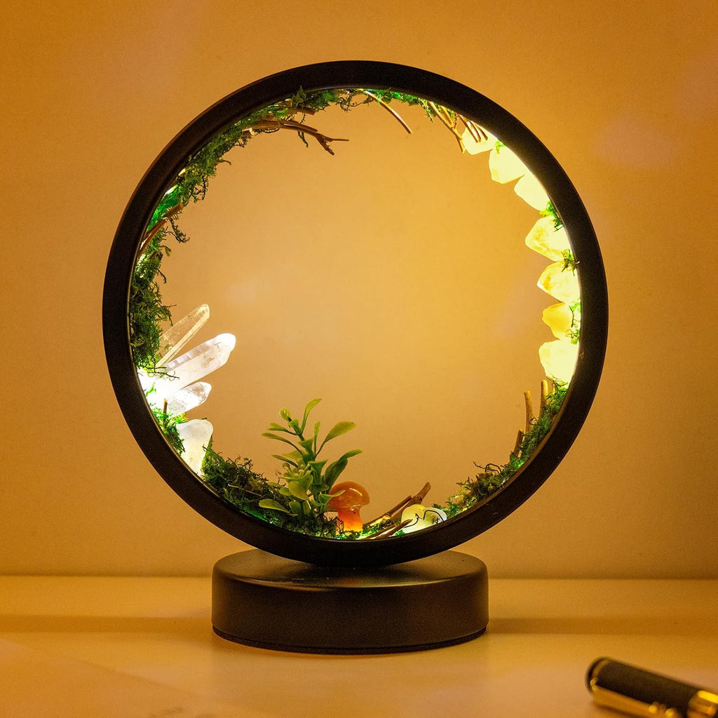 Runyangshi Forest Style Natural Citrine Night Light Healing Crystal USB Port 3 Colours Dimming Mode Lamp Suitable Night Lamp for Bedroom Ho…