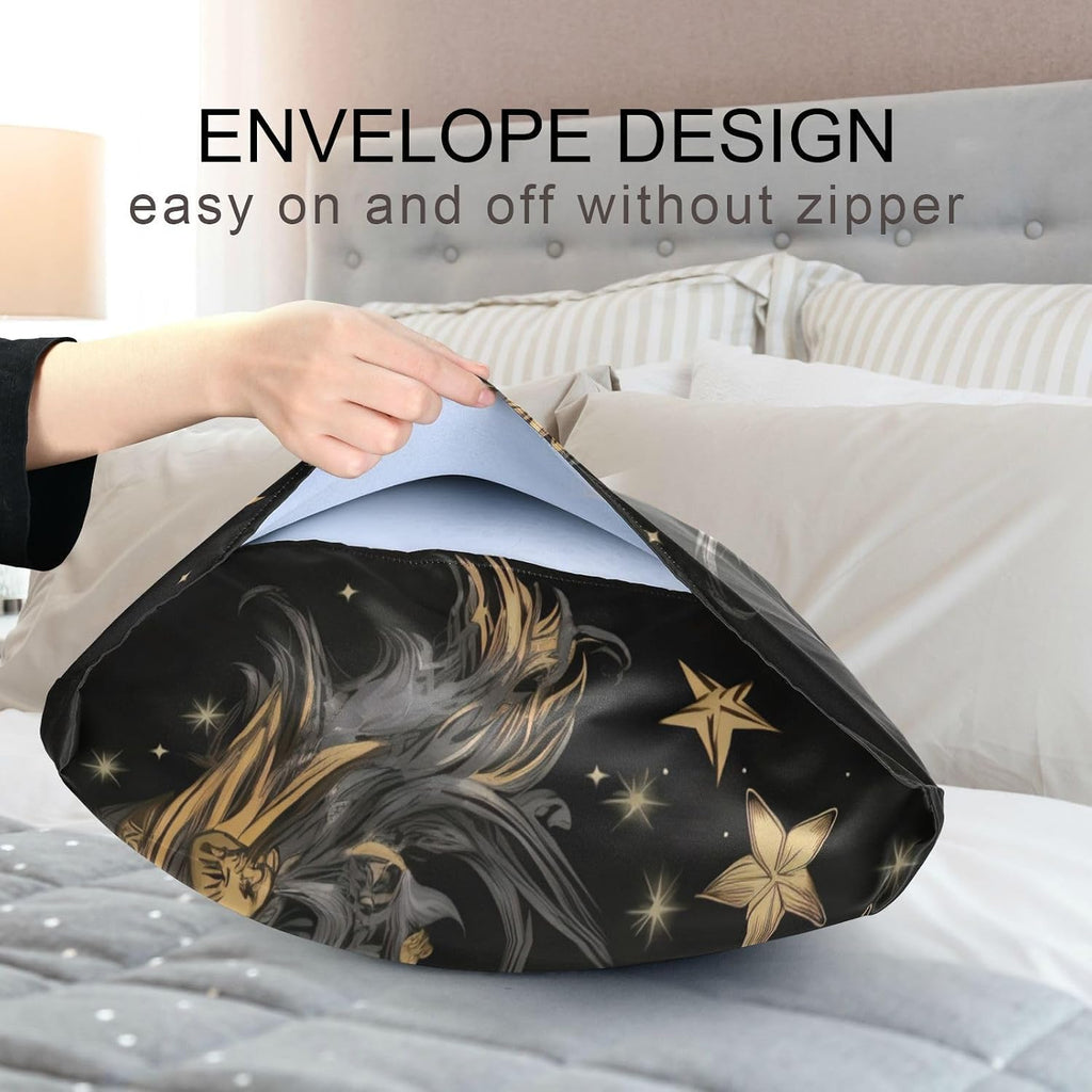 YETTASBIN Skull Star Satin Pillowcase, Soft Breathable Silk Pillow Case with Envelope Closure for Hair and Skin, Queen Size 30 x 20 Inch