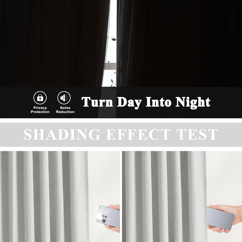VisionHome Vision Home Light Gray Pinch Pleated Full Blackout Curtains Linen Blended 60" Wide Thermal Insulated Window Panels 95 inch for B…
