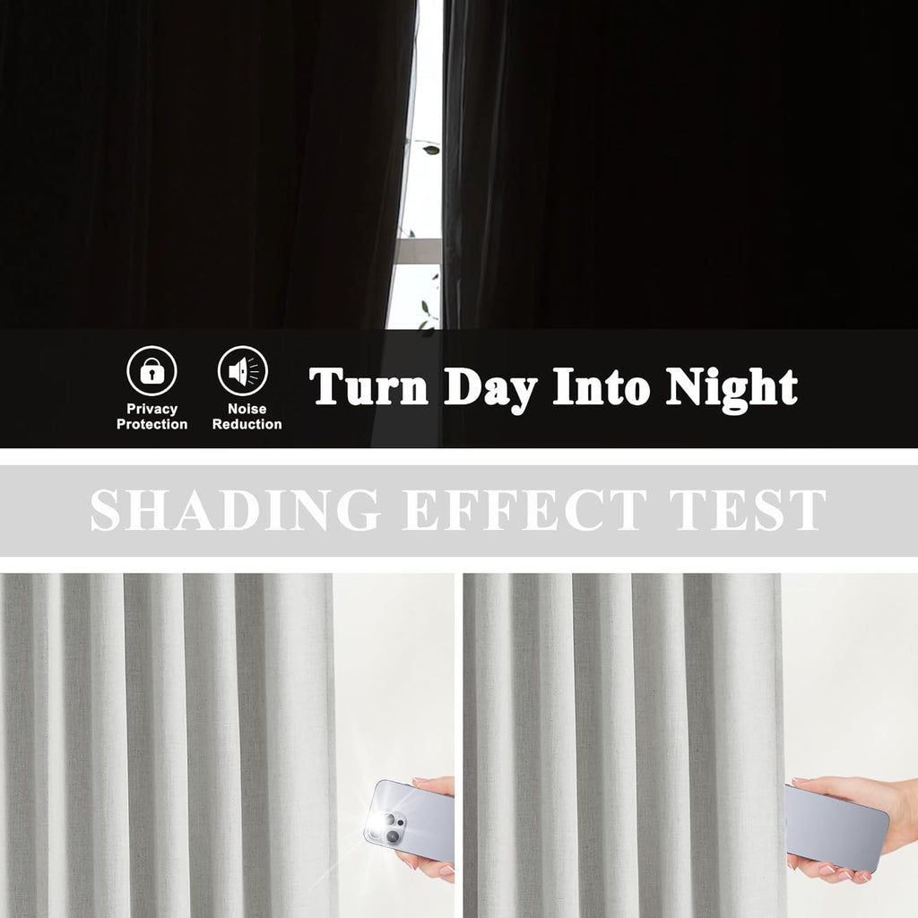 VisionHome Vision Home Light Grey Pinch Pleated Full Blackout Curtains Linen Blended 60" Wide Thermal Insulated Window Panels 84 inch for B…