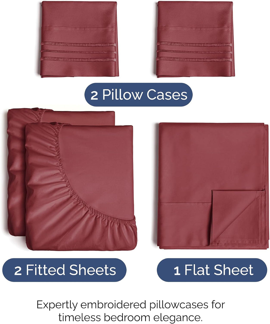 Split King Size 5 Piece Sheet Set - Comfy Breathable & Cooling Sheets - Hotel Luxury Bed Sheets for Women & Men - Deep Pockets, Easy-Fit…