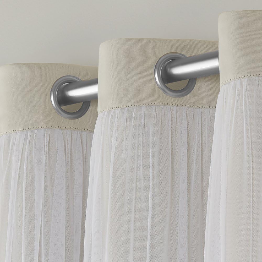 TOWN & COUNTRY LUXE Talia Double Layer Indoor Curtains, Sheer and Room Darkening Blackout, Grommet Top, Energy Efficient, 2-Pack Set…