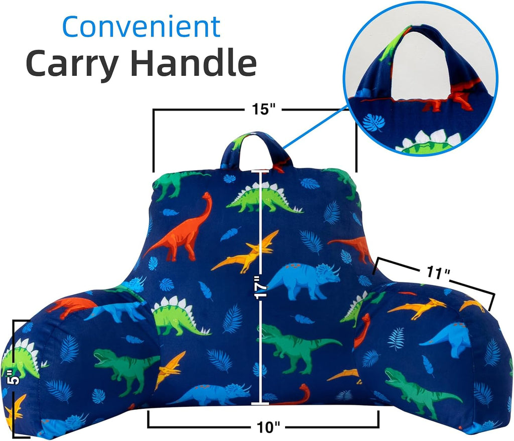 Holawakaka Colorful Dinosaur Plush Reading Pillow for Kids – Backrest Support Pillow with Decorative Pillowcase for Sitting up in Bed, Couc…