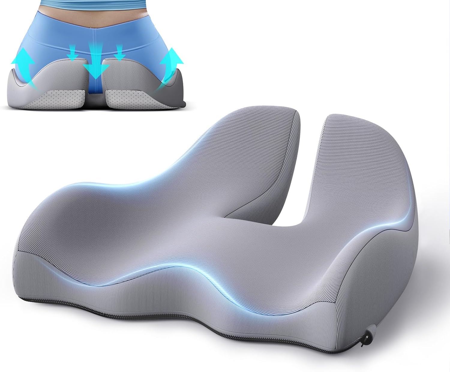 Benazcap X Large Memory Seat Cushion for Office Chair Ergonomic Cushions Butt Pillow for Pressure Relief Sciatica & Memory Foam for Long Si…