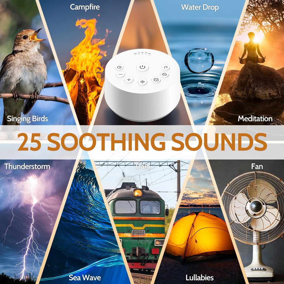 Color Noise Sound Machines Sleep White Noise Machine with 25 Soothing Sounds 32 Volume Levels 5 Timers and 4 Sound Categories and Memory…