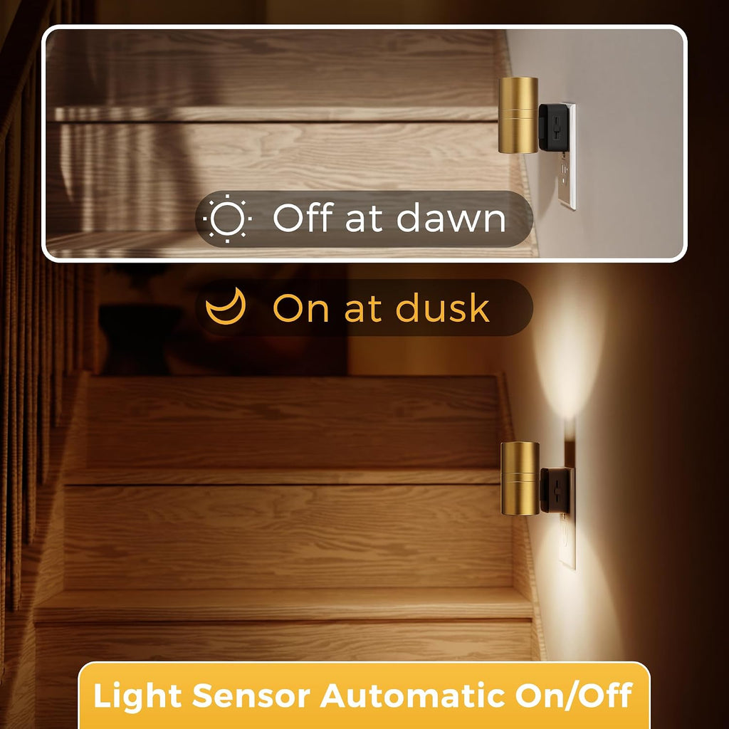 Llohasled L LOHAS LED Night Light, Dimmable Night Lights Plug into Wall, 2 Pack Automatic Nightlight with Light Sensor, 3000K Soft White 0-1…