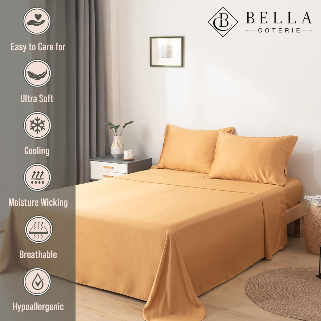 Bella Coterie Luxury Bamboo Viscose King Size Sheet Set | 100% Organically Grown | Ultra Soft | Cooling for Hot Sleepers | 18" Deep…