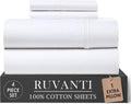 Ruvanti 100% Cotton Percale Sheets Twin Size 4 Piece Set, Cooling Bed Sheets for Hot Sleepers, Deep Pocket 16”, Breathable Lightweight & Du…
