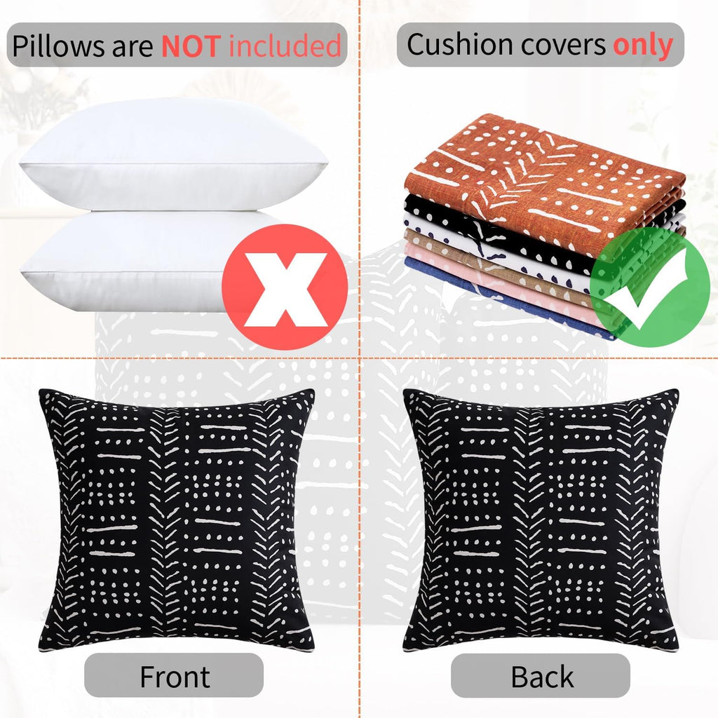 BONSTRAP Black White Decorative Throw Pillow Covers Vintage Boho Cushion Covers 18x18 Inch Rustic Farmhouse Pillowcase Modern Stripe…