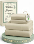 LaneLinen LANE LINEN 100% Organic Cotton Fully Elasticized California King Sheet Set, Low Pilling Fade Resistant Machine Washable Naturally…