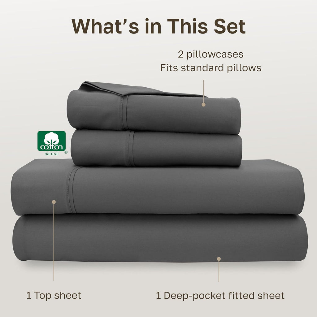 CaliforniaDesignDen California Design Den Soft 100% Cotton Full Sheet Set, 400 Thread Count Good Housekeeping Award Winner, Silky Smooth Sa…