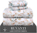 Ruvanti 100% Cotton Percale Sheets Twin Size 4 Piece Set, Cooling Bed Sheets for Hot Sleepers, Deep Pocket 16”, Breathable Lightweight & Du…