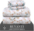 Ruvanti 100% Cotton Percale Sheets Twin XL Size 4 Piece Set, Cooling Bed Sheets for Hot Sleepers, Deep Pocket 16”, Breathable Lightweight &…