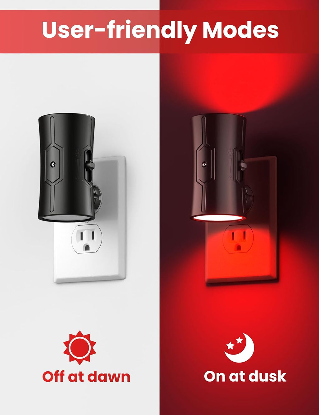 Sujeet LED Night Lights Plug into wall, Bright Night Light, Dusk to Dawn Sensor, Red Night Light, 0-100LM Adjustable Brightness, Dimmable N…