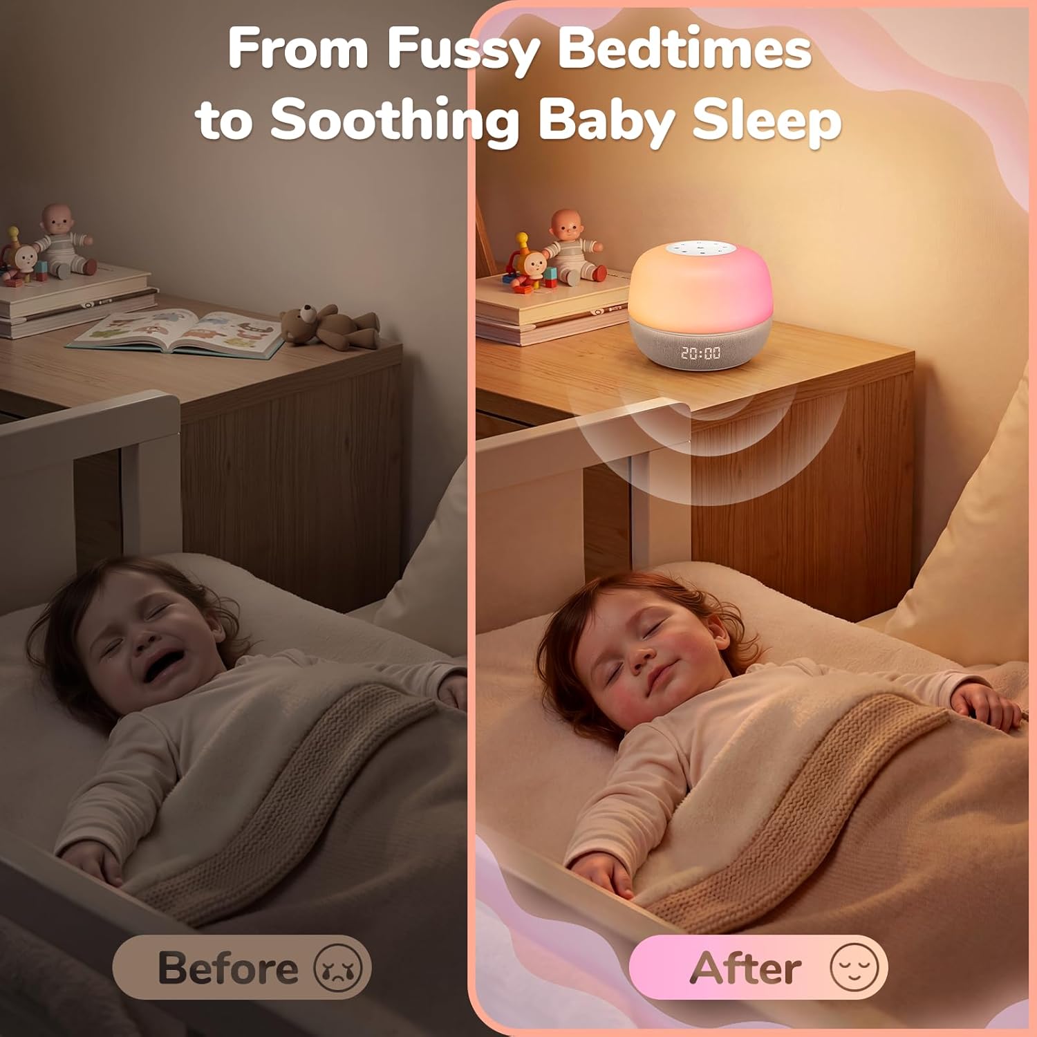 2025 Mom's Choice Awards | Sound Machine Baby White Noise Machine with Sunrise Alarm Clock & App Control – 360° RGB Night Light, Sleep…