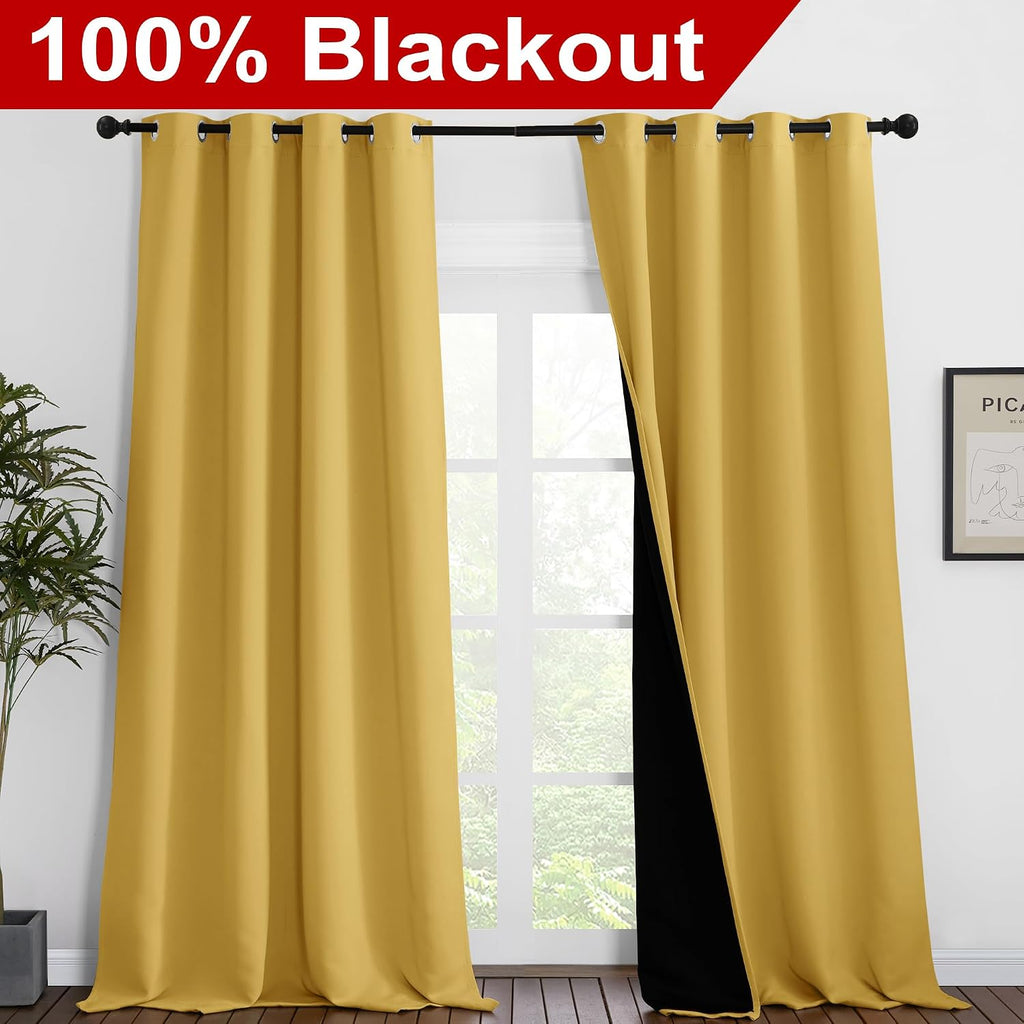Nicetown 100% Blackout Blinds, Set of 2, 52 inches x 120 inches, Laundry Room Decor Window Treatment Curtains for Large Patio Sliding Door,…