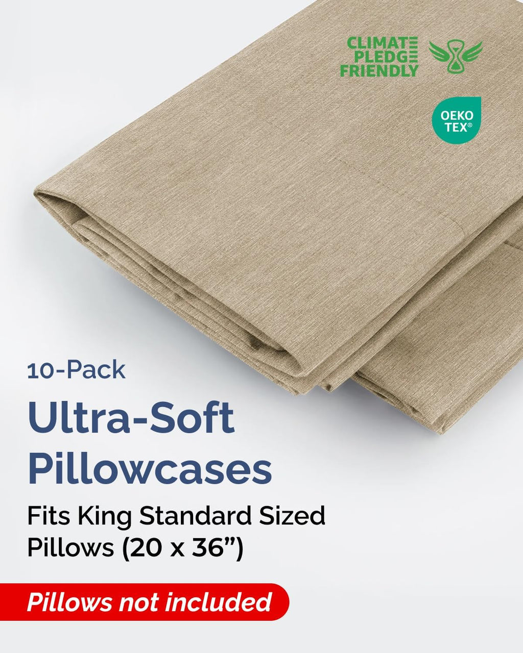 King Standard Pillow Cases Set of 10 - Ultra Soft Hotel Quality Pillowcase Covers - Comfy & Wrinkle Free - Shrink & Fade Resistant…