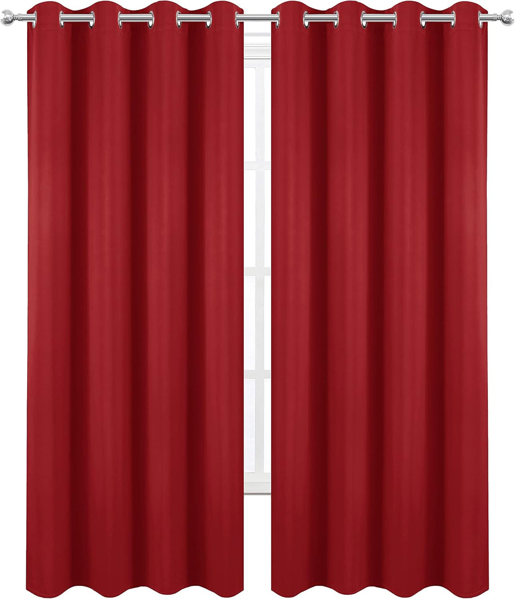 Lemomo Blackout Curtains 66 x 84 inch/Bright Red Curtains Set of 2 Panels/Thermal Insulated Room Darkening Bedroom Curtains 84 inch Red
