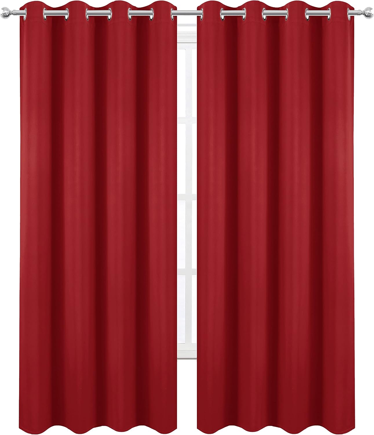 Lemomo Blackout Curtains 66 x 84 inch/Bright Red Curtains Set of 2 Panels/Thermal Insulated Room Darkening Bedroom Curtains 84 inch Red