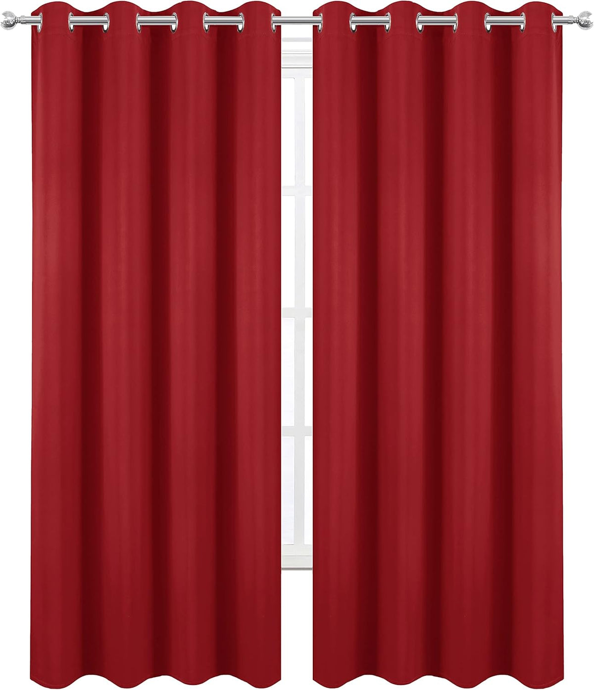 Lemomo Blackout Curtains 66 x 95 inch/Bright Red Curtains Set of 2 Panels/Thermal Insulated Room Darkening Bedroom Curtains 95 inch Red