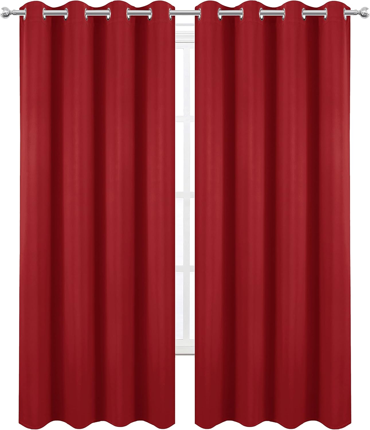 Lemomo Blackout Curtains 52 x 84 inch/Bright Red Curtains Set of 2 Panels/Thermal Insulated Room Darkening Bedroom Curtains 84 inch Red