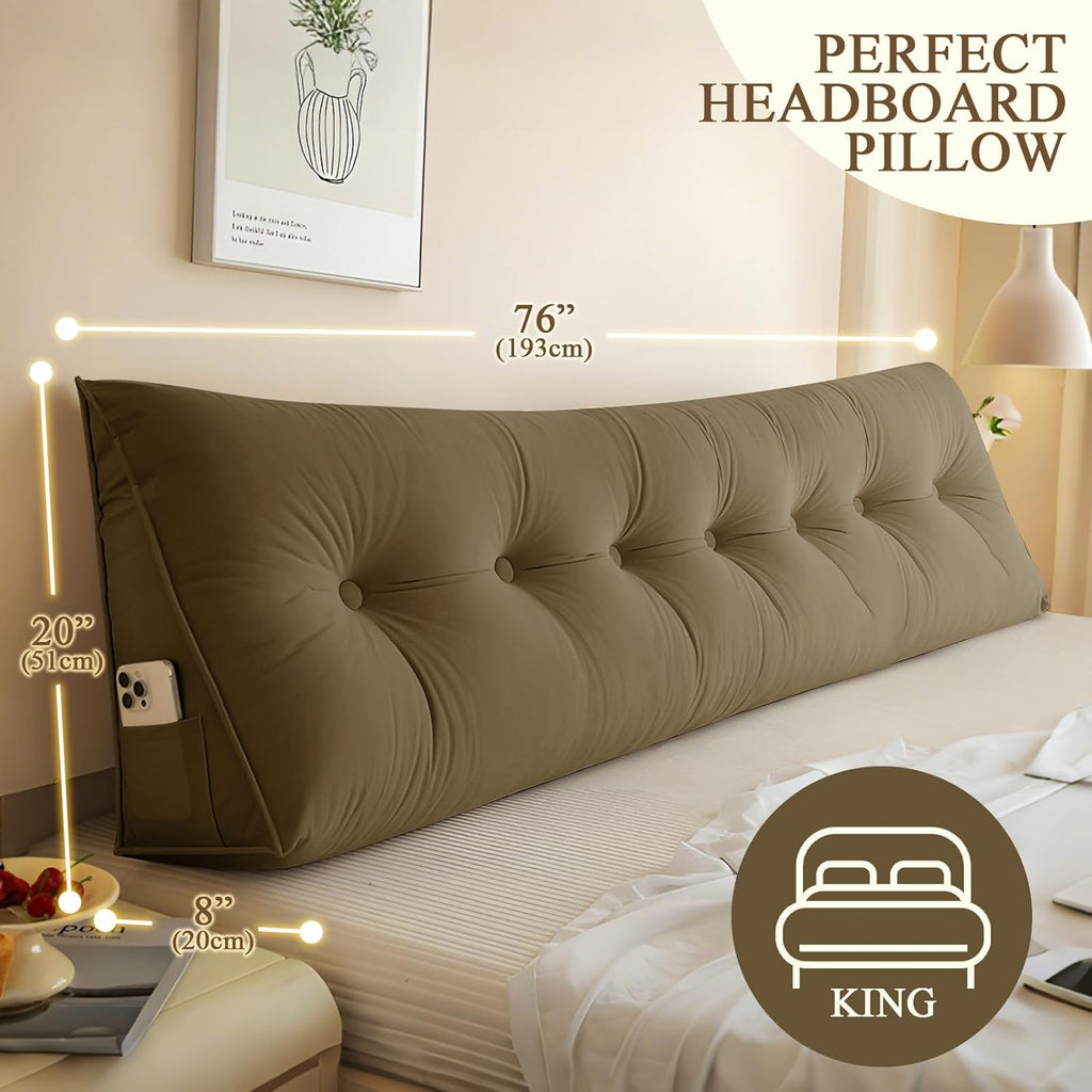 DANGHOOGY Headboard Pillow King, Large Triangular Wedge Headboard Pillow for Reading and Resting, Backrest Positioning Support Pillow…