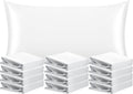 Ntbay 12 Pack Satin King Pillowcases for Hair and Skin, Luxurious and Silky Pillow Cases with Envelope Closure, 20 x 36 Inches, White 12 Pa…
