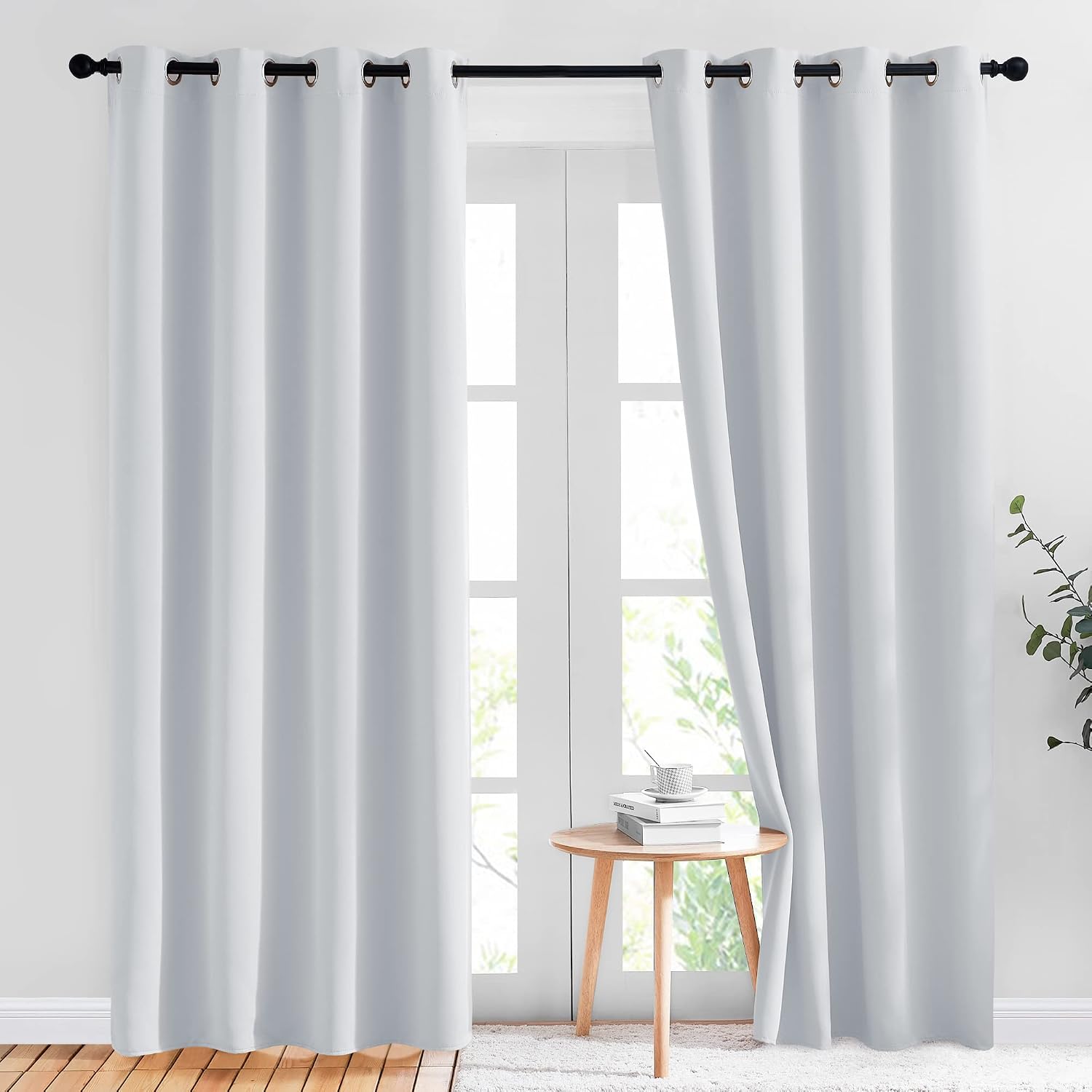 Nicetown Room Darkening Curtains for Living Room - easy maintenance Solid Thermal Insulated Grommet Panels/Drapes for Bedroom (2 Panels…