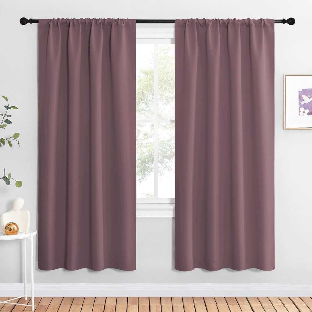 NICETOWN Dry Rose Blackout Curtains for Living Room - Triple Weave Home Decoration Thermal Insulated Solid Rod Pocket Blackout Drapes for…
