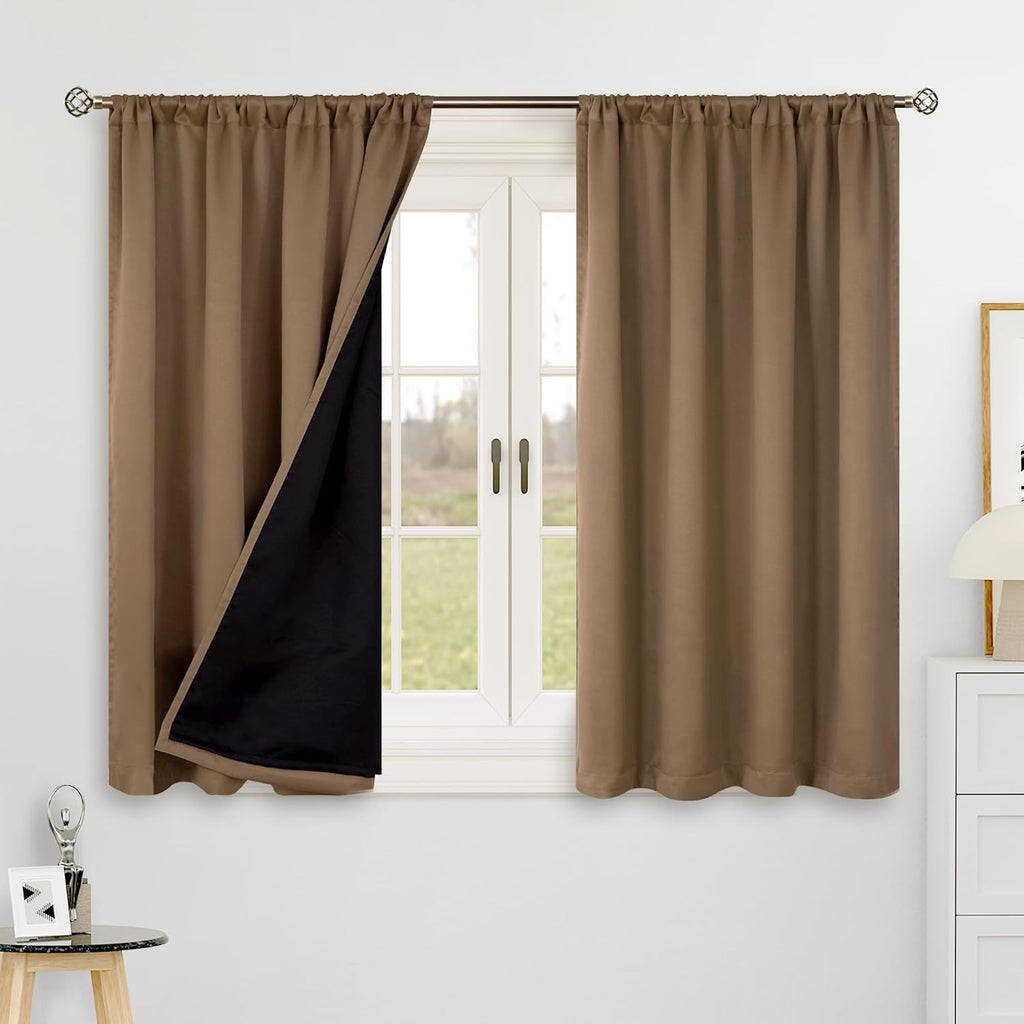 BGment Short Bedroom Blackout Curtains for Camper - Small Window Treatment Energy Saving Insulated Full Room Darkening Rod Pocket and…