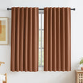 Keqiaosuocai Terracotta Boho Linen Blackout Curtains 63 Inch Length for Living Room 2 Panels Sets Hook Belt Back Tab Drapes Southwest Decor…