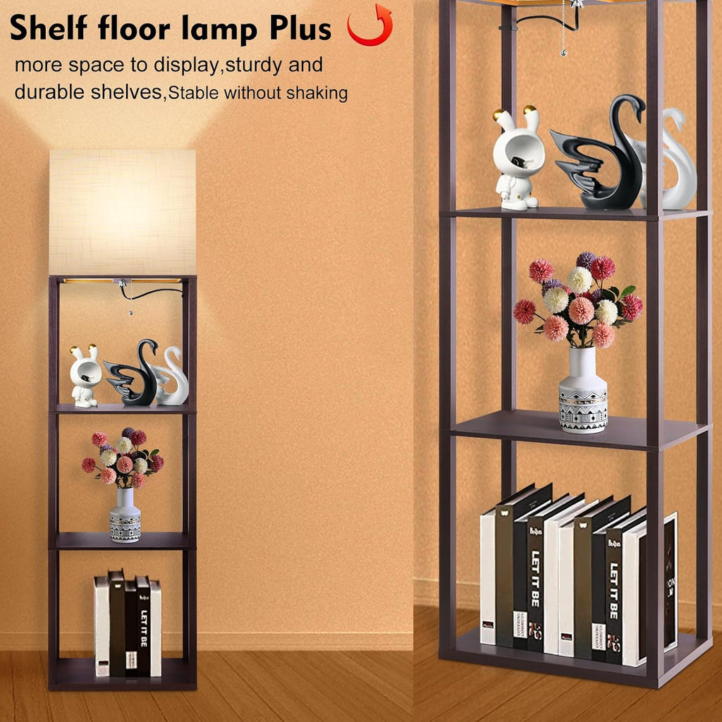 RUNTOP Plus - Floor Lamp with Shelves, Wide Shelf Lamp, Shelf Floor Lamp with 15W LED Bulb, 3 Colors Temperature, Memory Function, Large…