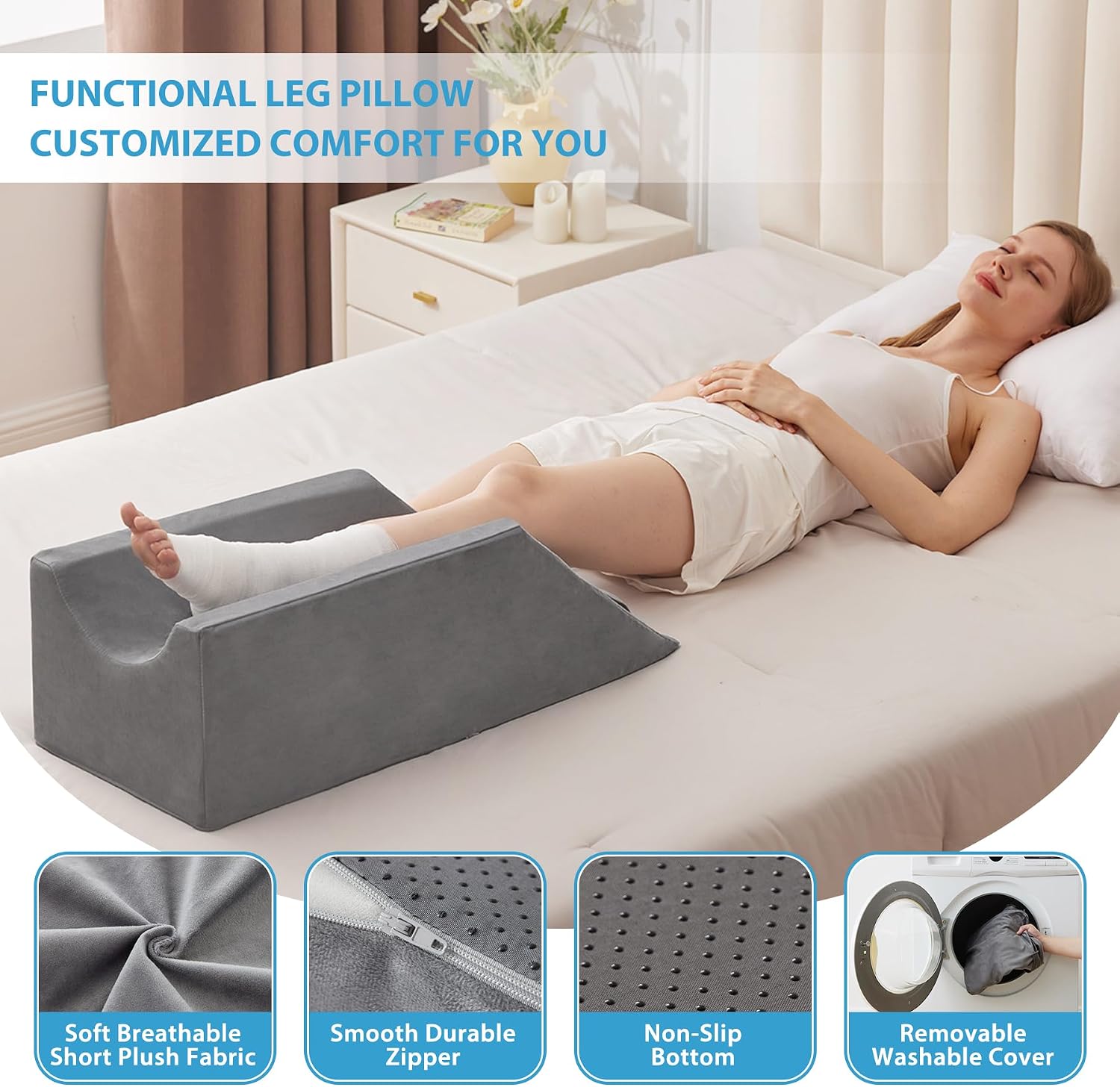 Megcxit Leg Pillow Elevation Blood Circulation, Wedge Pillow for Legs Swelling, Knee Pillow Wedge Post Surgery, Leg Elevation Pillows for A…