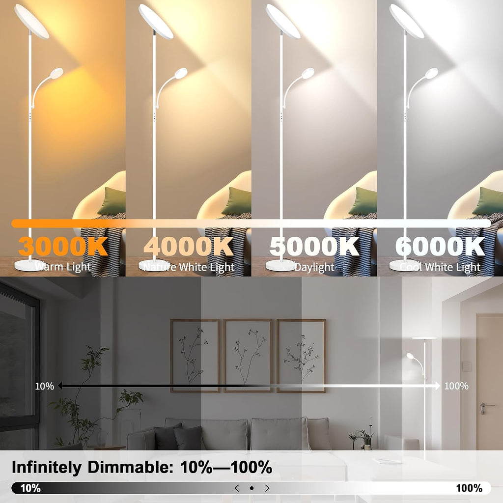 Aulaiyi Floor Lamp-42W/4200LM Super Bright Floor Lamp, Dimmable 2-in-1 LED Floor Lamp for Bedroom, Torchiere Floor Lamps with Remote & Touch…