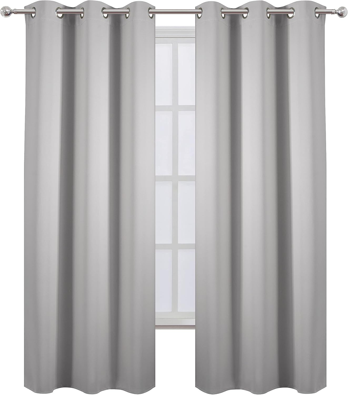 Lemomo Blackout Curtains 42 x 95 inch/Light Grey Curtains Set of 2 Panels/Thermal Insulated Room Darkening Bedroom Curtains 95 inch Grey